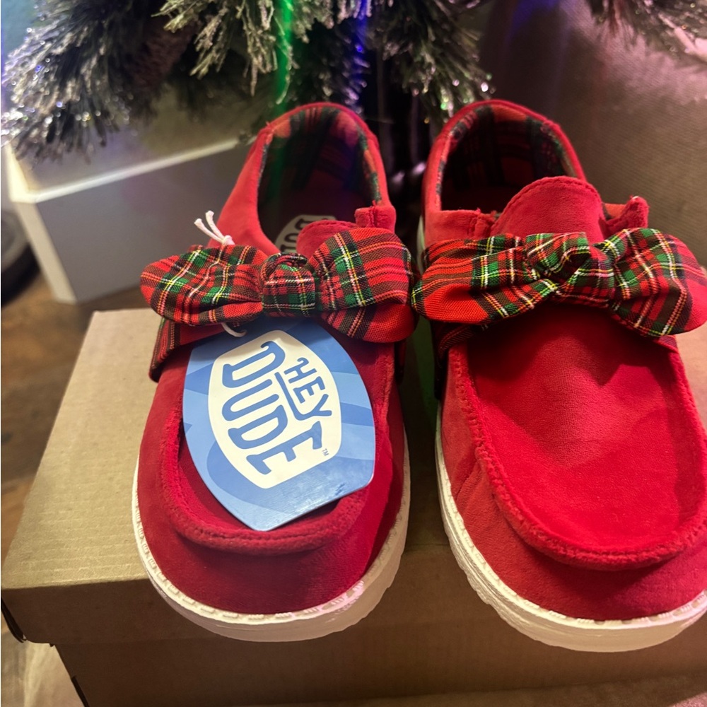 Hey Dude Red Tartan Women's Flats - Picture 3 of 4